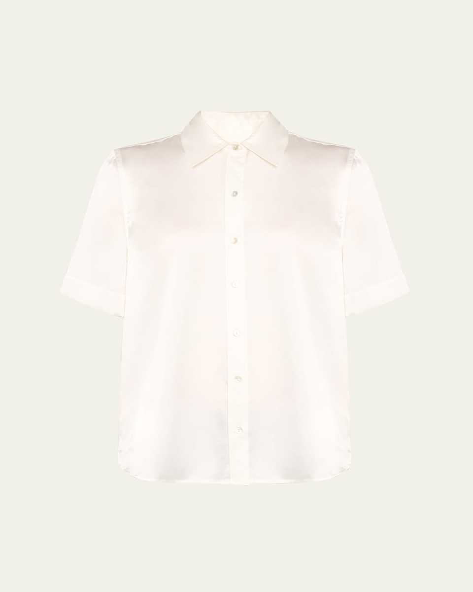 Ellah Short-Sleeve Silk Blous