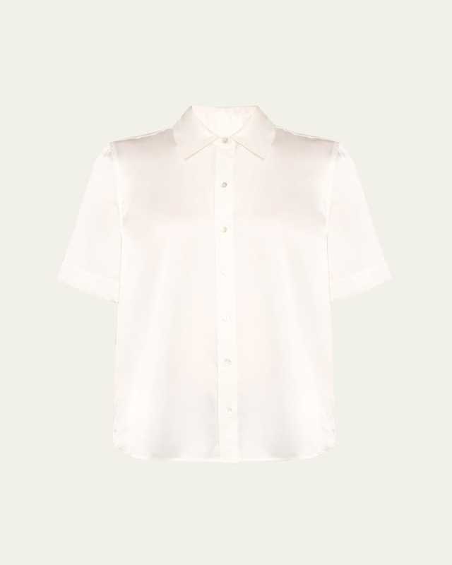 Ellah Short-Sleeve Silk Blous