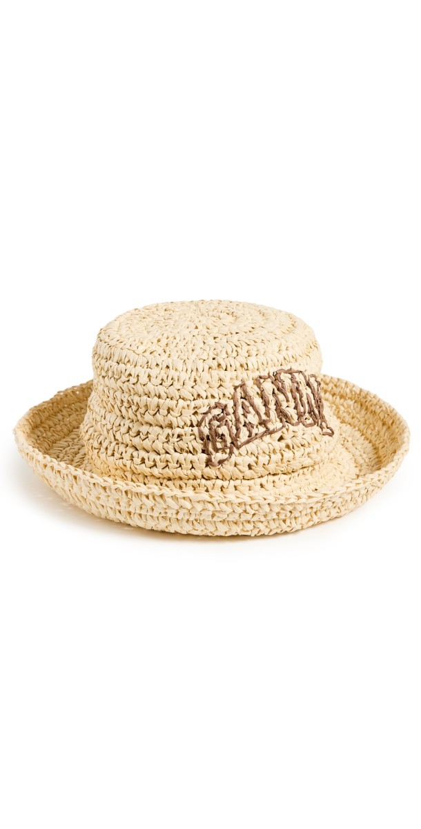 GANNI Summer Straw Hat Almond Milk