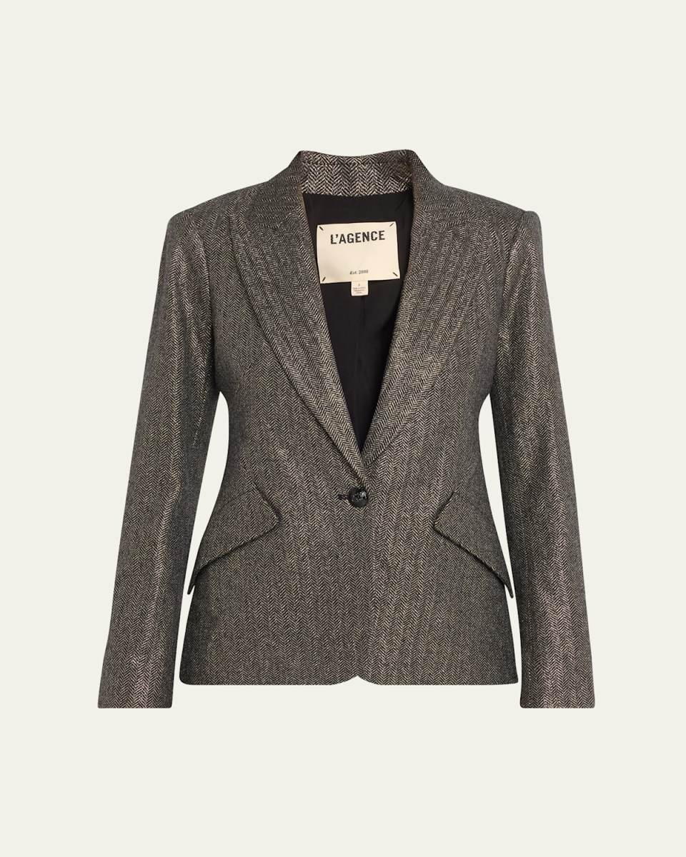 Chamberlain Metallic Herringbone Single-Breasted Blazer