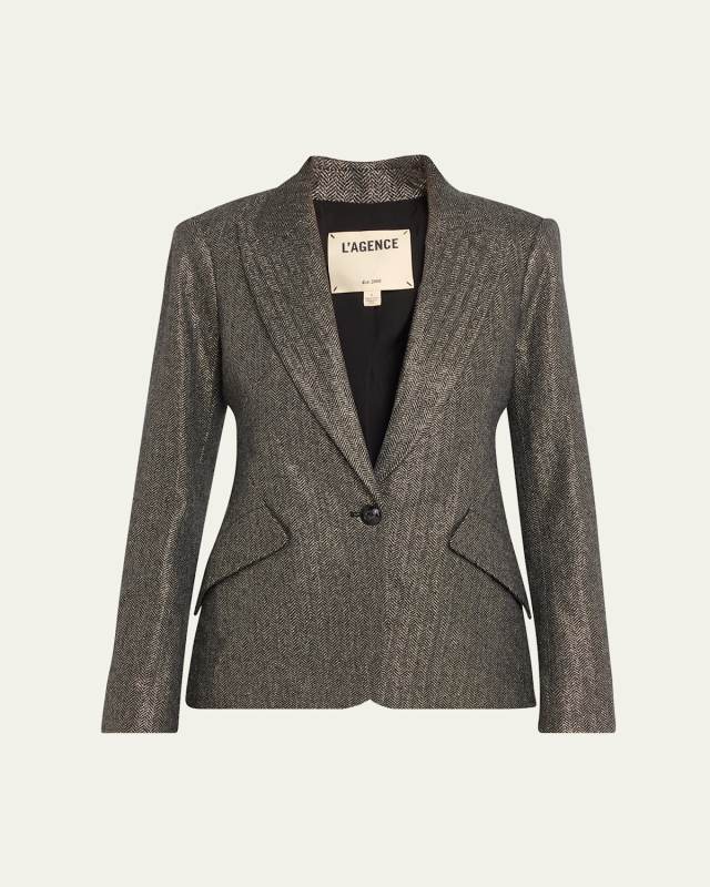 Chamberlain Metallic Herringbone Single-Breasted Blazer