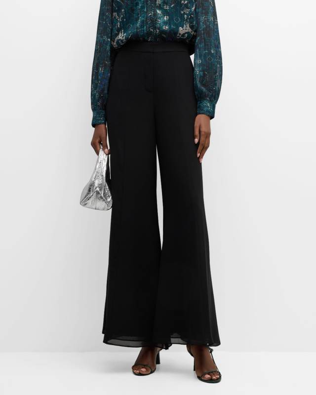 Robin Wide-Leg Crepe Chiffon Pants