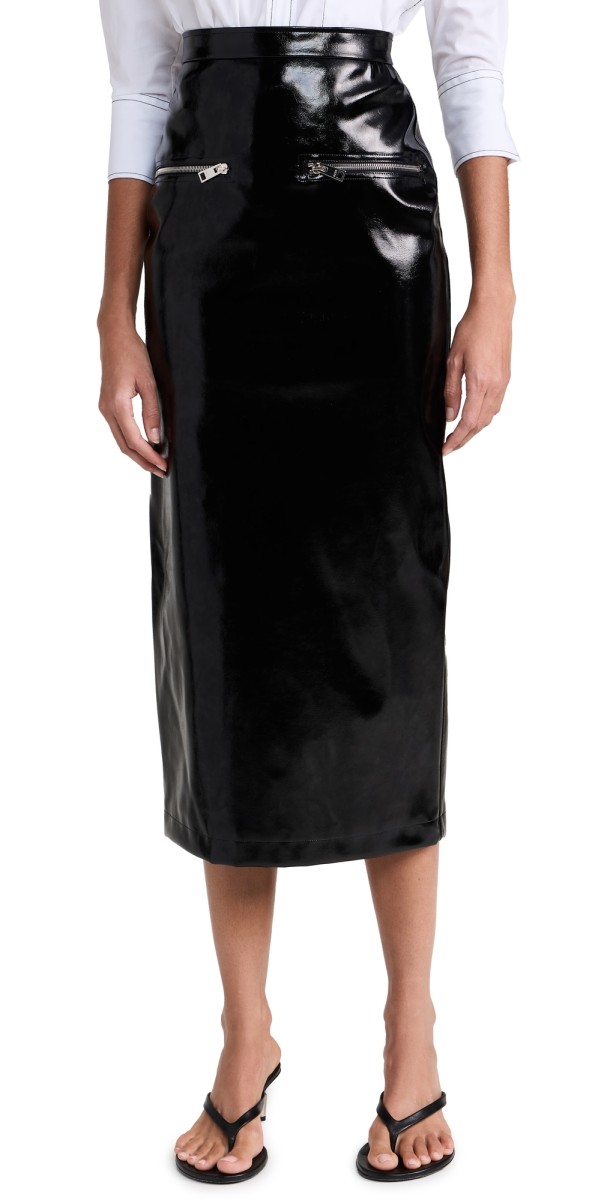 MSGM Patent Pencil Skirt Black