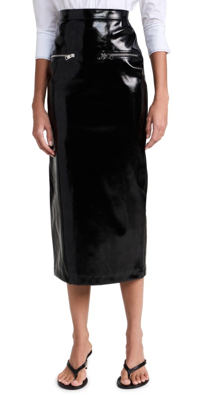 MSGM Patent Pencil Skirt Black