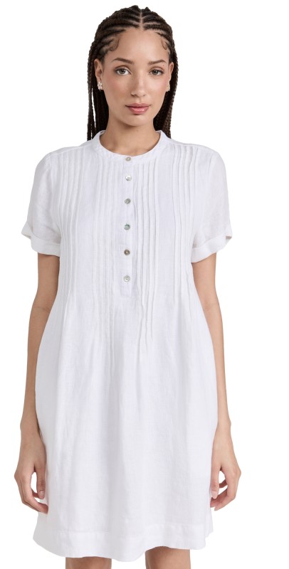 Faherty Gemina Basketweave Dress White