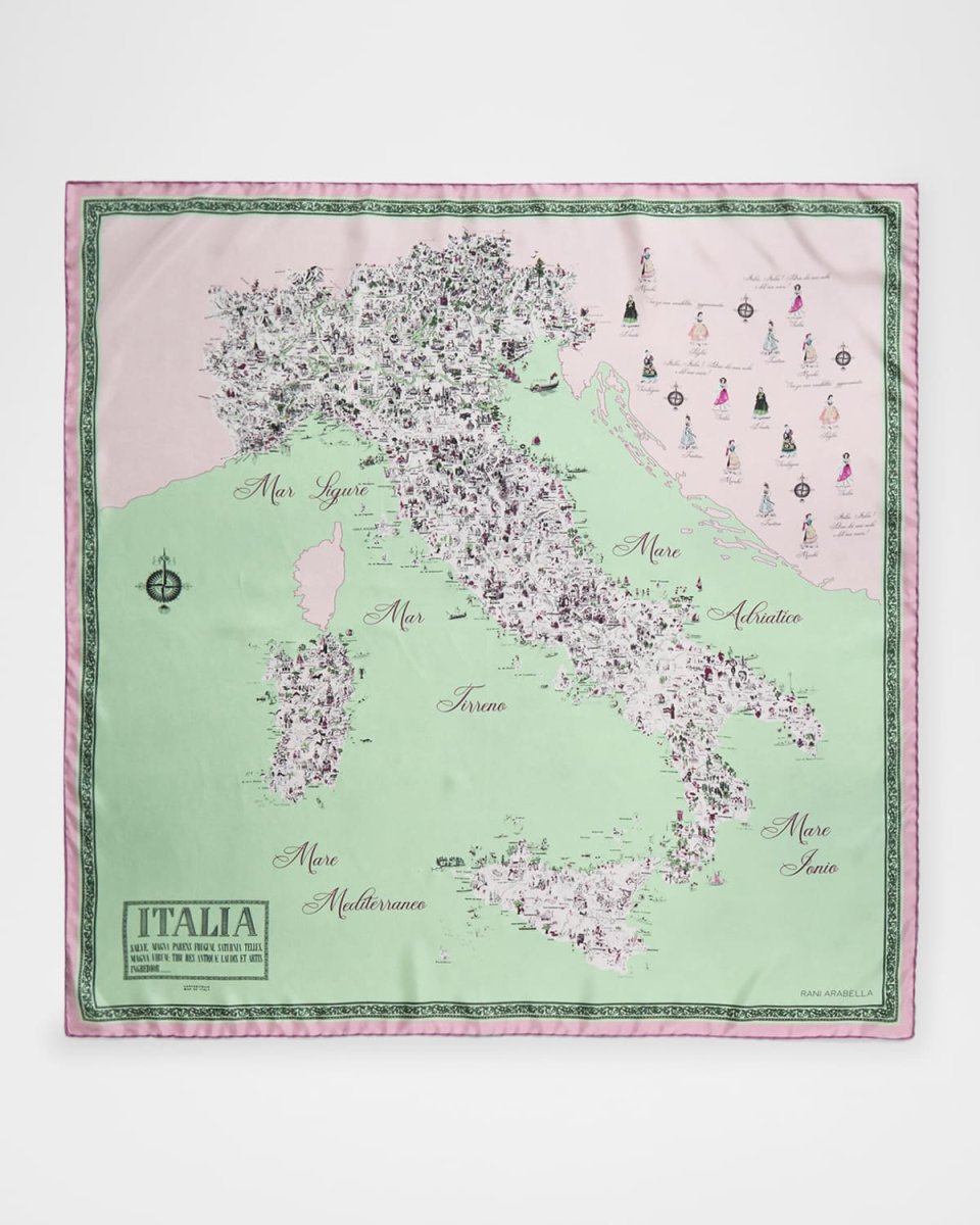 Italy-Print Silk Scarf