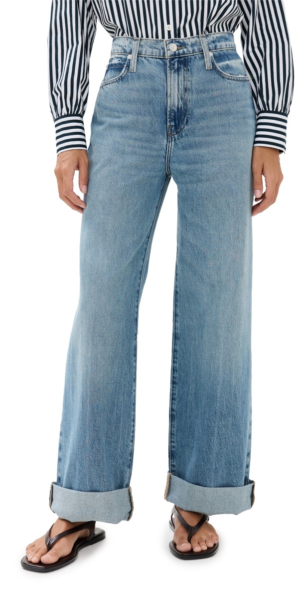 FRAME Le Jane Wide Leg Cuffed Jeans Varsity Blues