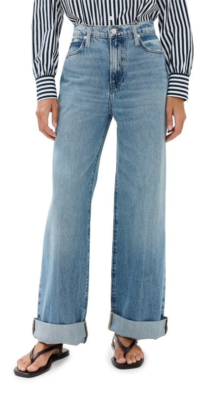 FRAME Le Jane Wide Leg Cuffed Jeans Varsity Blues