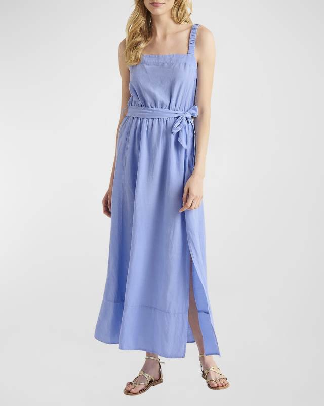 Jubi Ruched-Strap Tie-Belt Maxi Dress