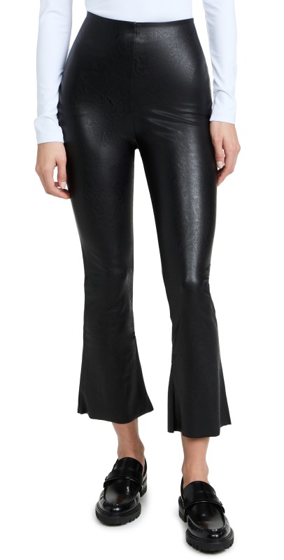 Commando Faux Leather Cropped Flare Pants Black