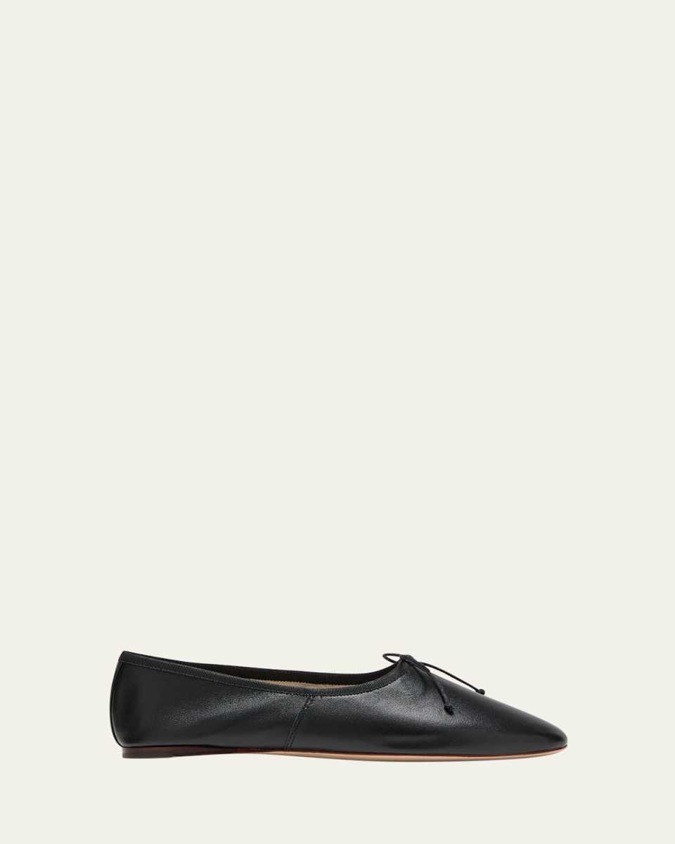 Landon Leather Bow Ballerina Flats