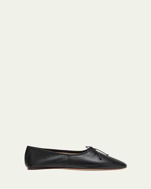 Landon Leather Bow Ballerina Flats