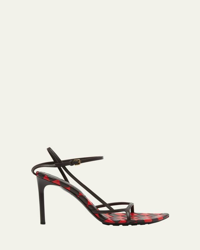 Leather Bicolor Ankle-Strap Sandals