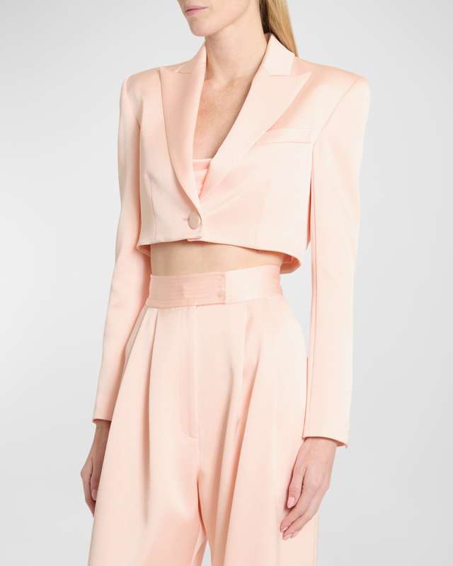 Satin Crepe Crop Blazer Jacket