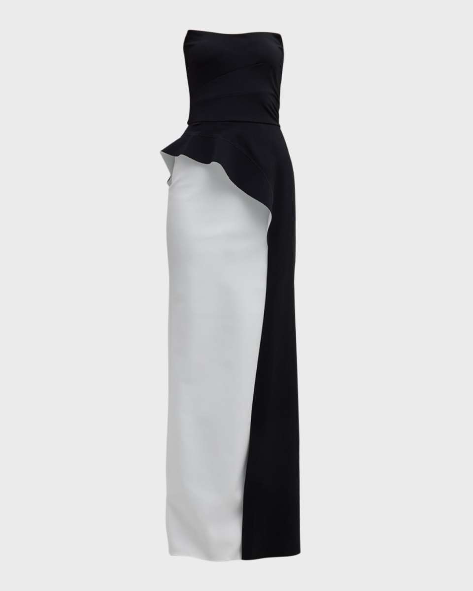 Strapless Two-Tone Column Gown