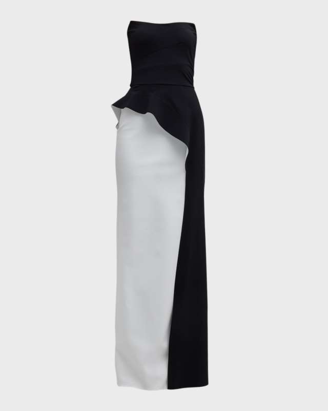 Strapless Two-Tone Column Gown