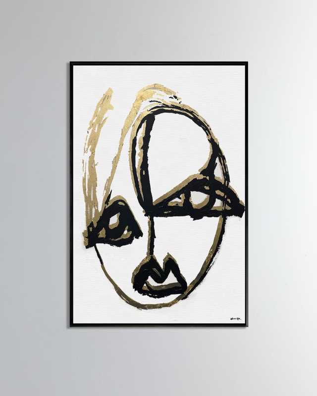 'Minimalist Portrait Abstract' Hand-Embellished Giclee