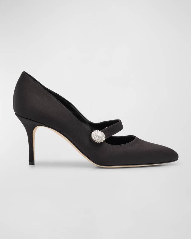 Satin Crystal Mary Jane Pumps