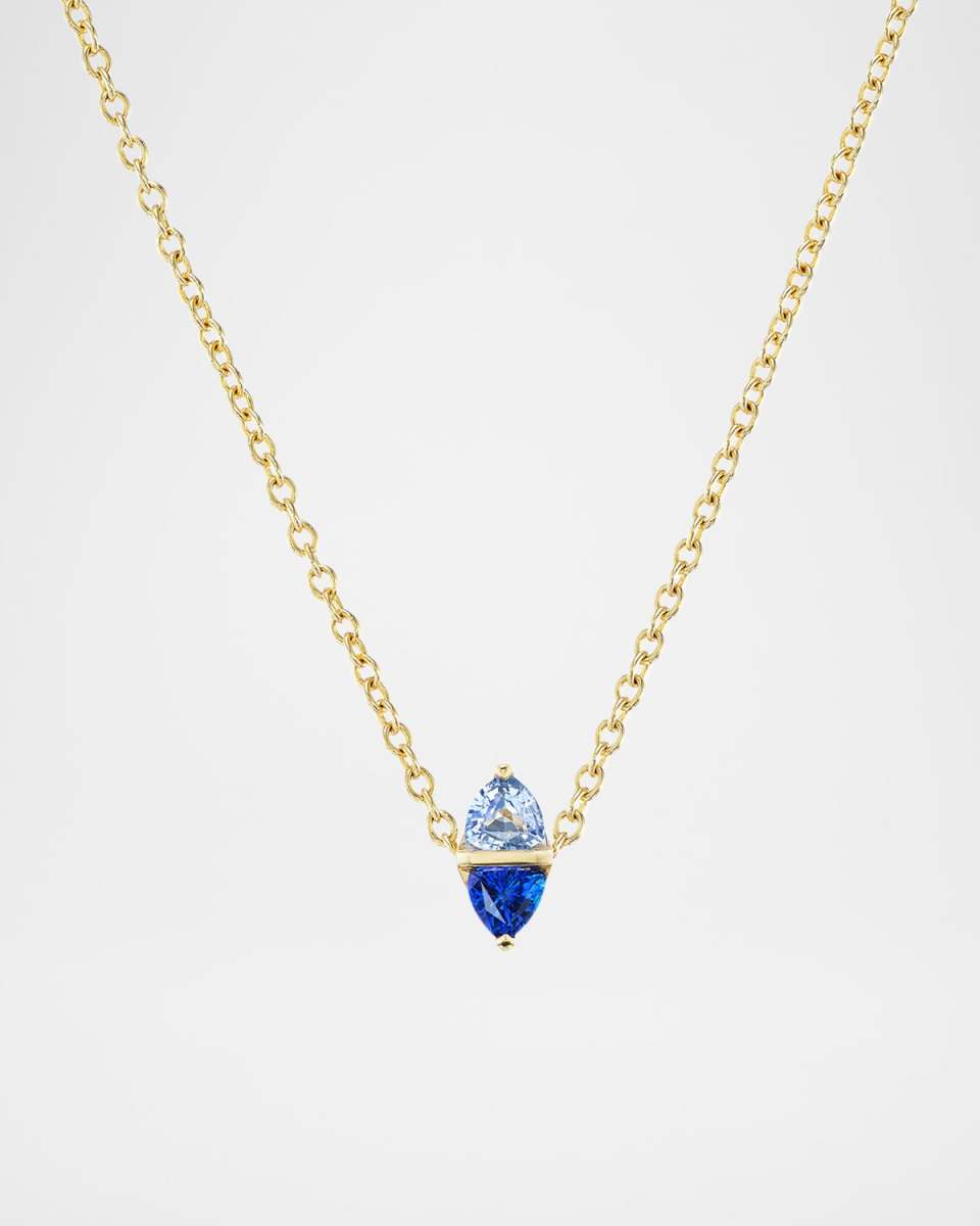Tilly 18K Yellow Gold Two-Tone Blue Sapphire Necklace, 16"