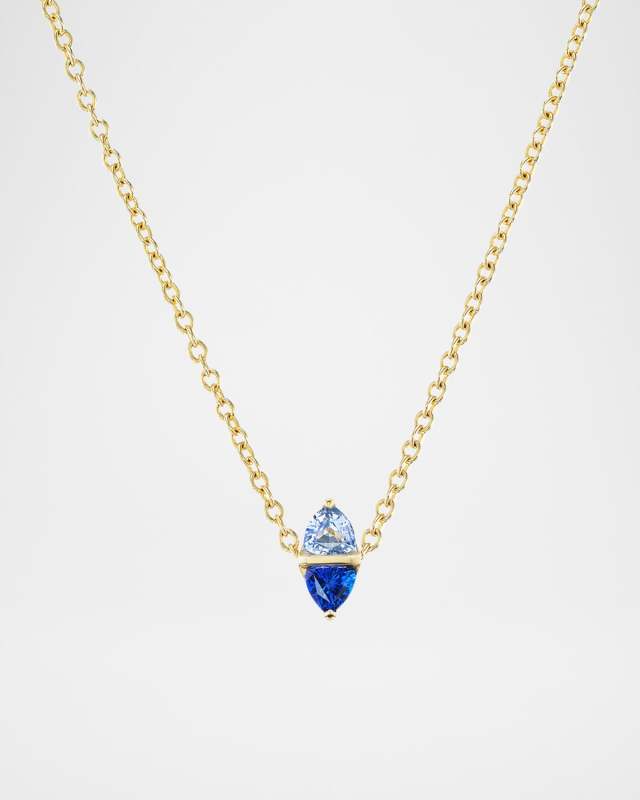 Tilly 18K Yellow Gold Two-Tone Blue Sapphire Necklace, 16"