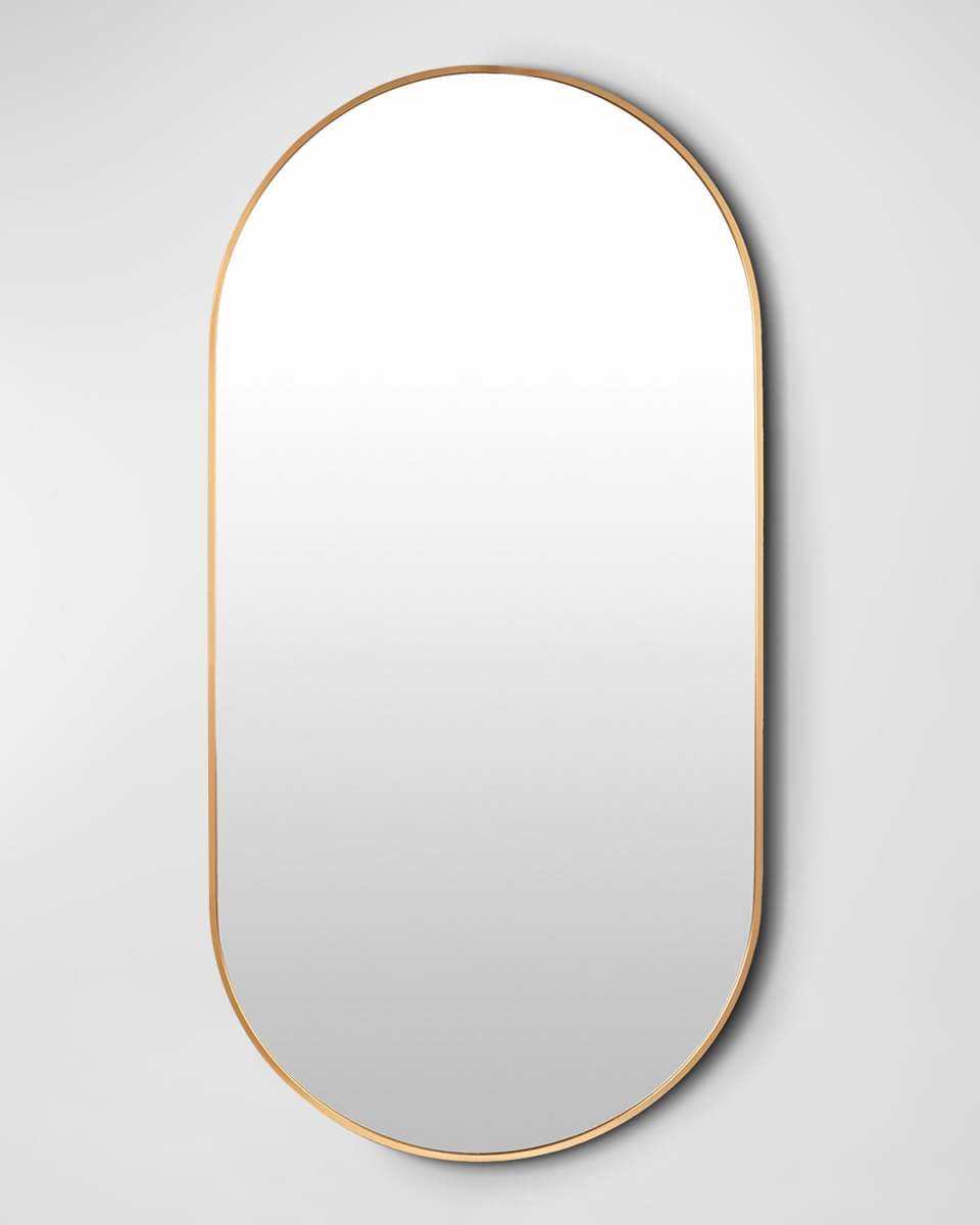 Ceraon Golden Straight Sided Oval Mirror