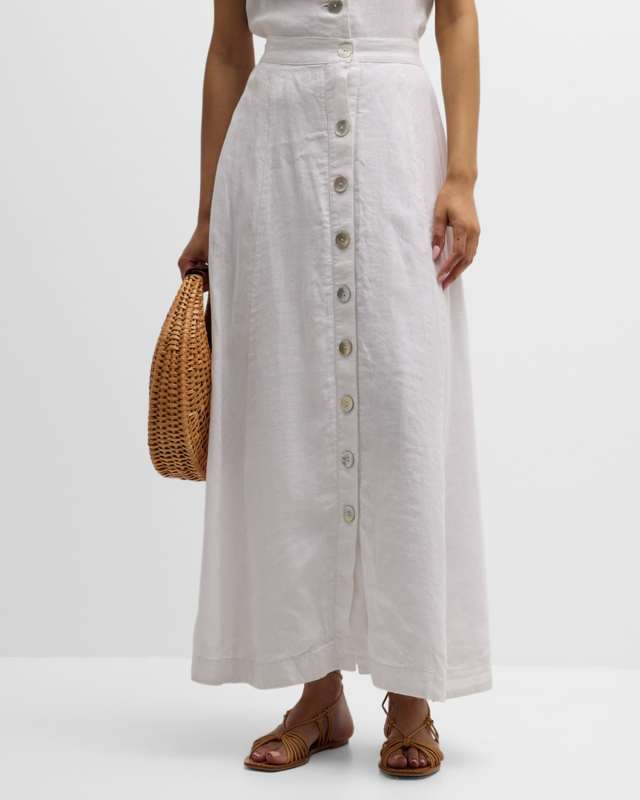 Nicole Button-Down Linen Maxi Skirt