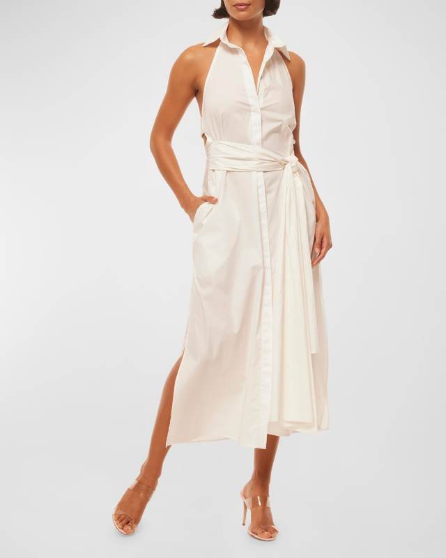 Jessika Sleeveless Halter Midi Shirtdress