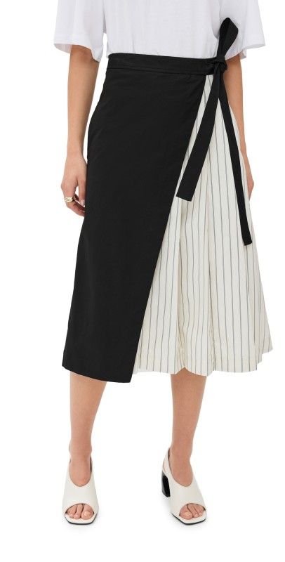 3.1 Phillip Lim Wrap Skirt With Pleated Poplin Combo Black
