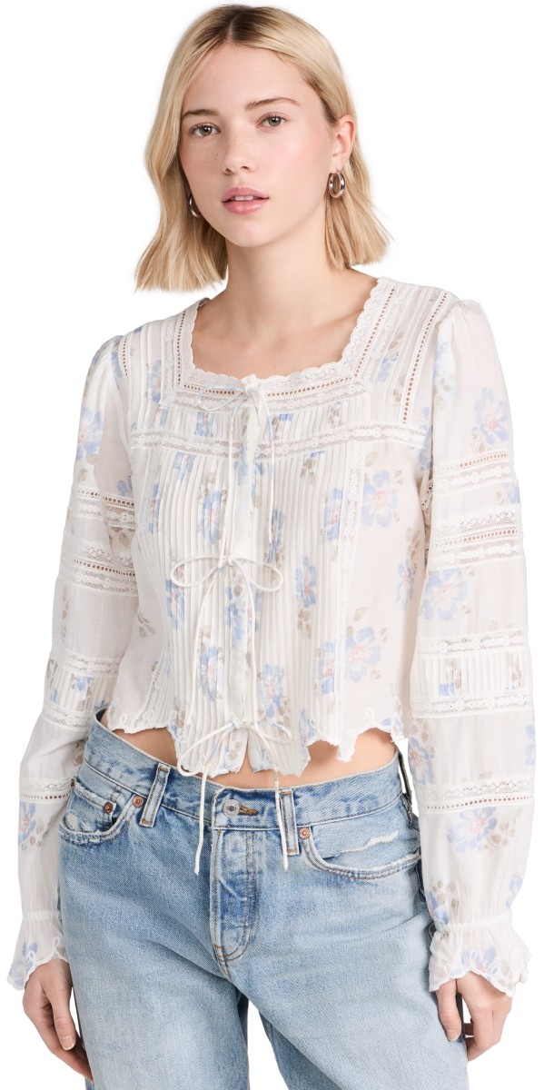 LoveShackFancy Sanra Top Alpine Frost
