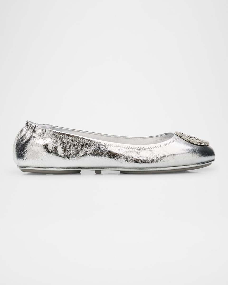 Minnie Leather Logo Travel Ballerina Flats