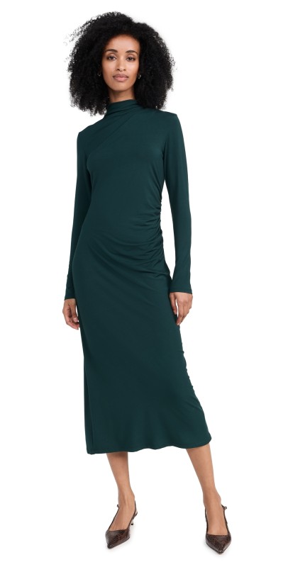 Vince Turtleneck Ruched Dress Juniper