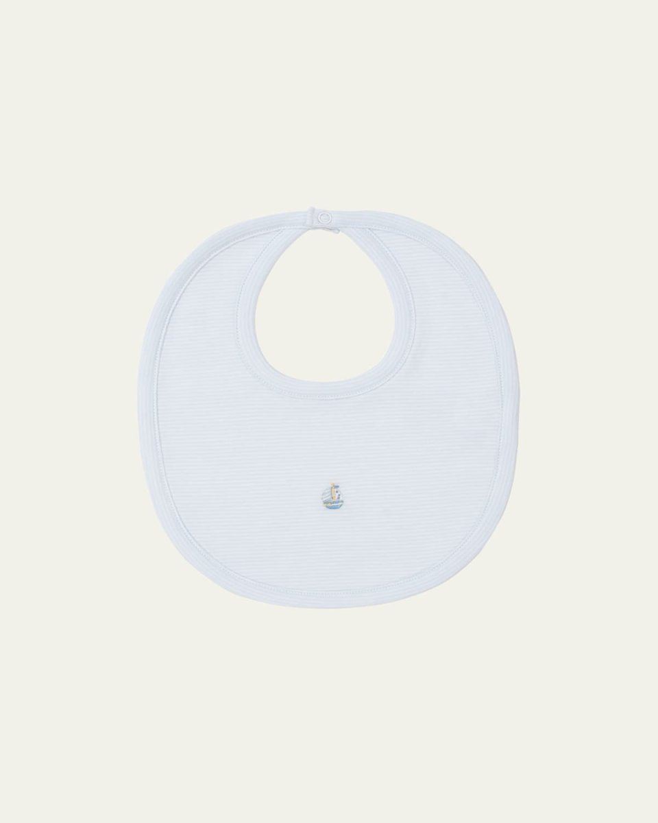 Boy's CLB Hand-Embroidered Stripe Sailboat Bib