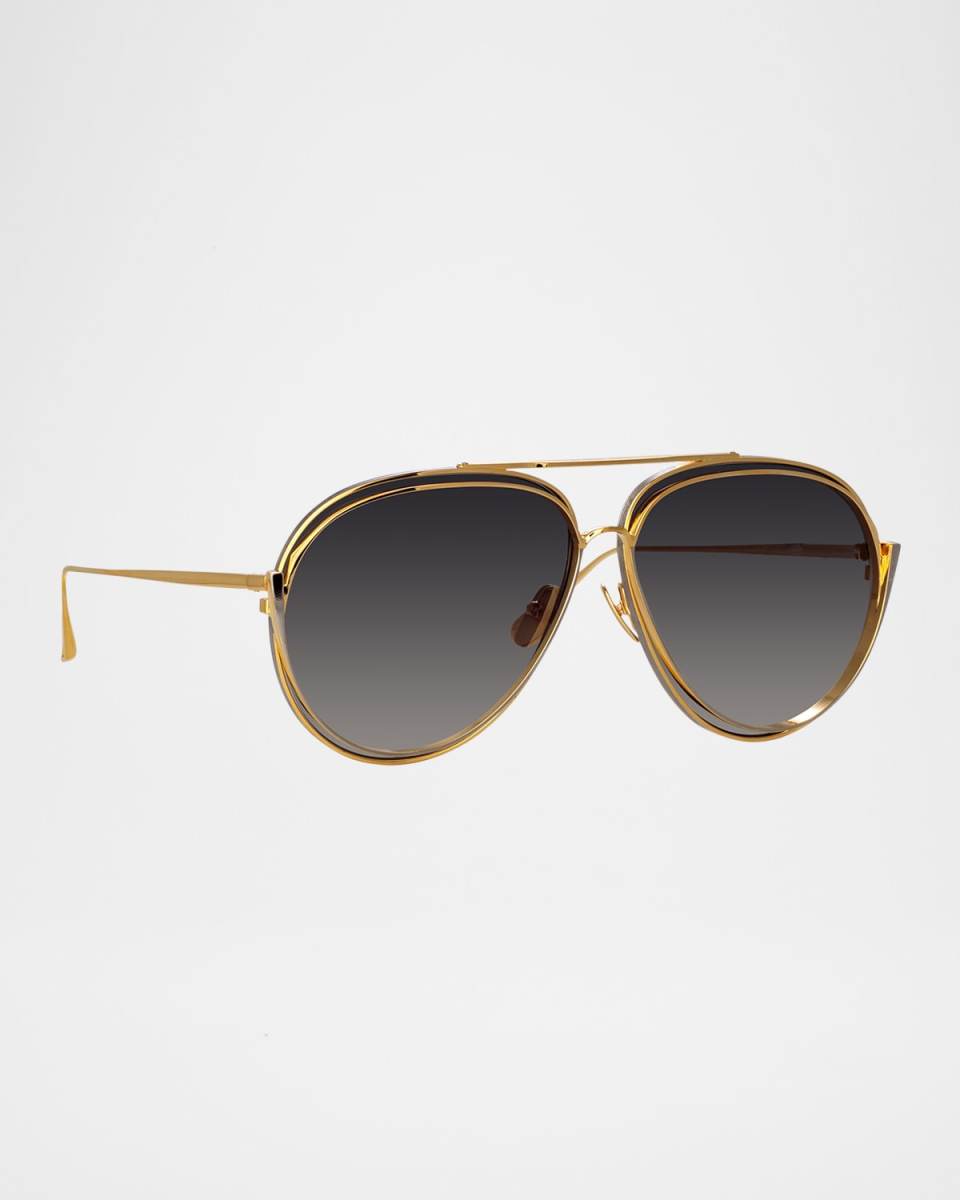 Francisco 18K Gold-Plated Titanium Aviator Sunglasses