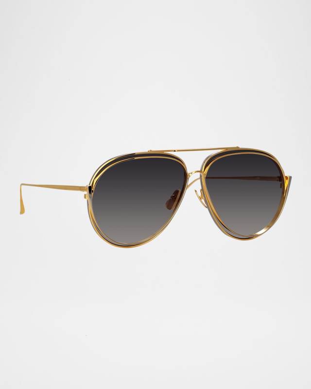 Francisco 18K Gold-Plated Titanium Aviator Sunglasses