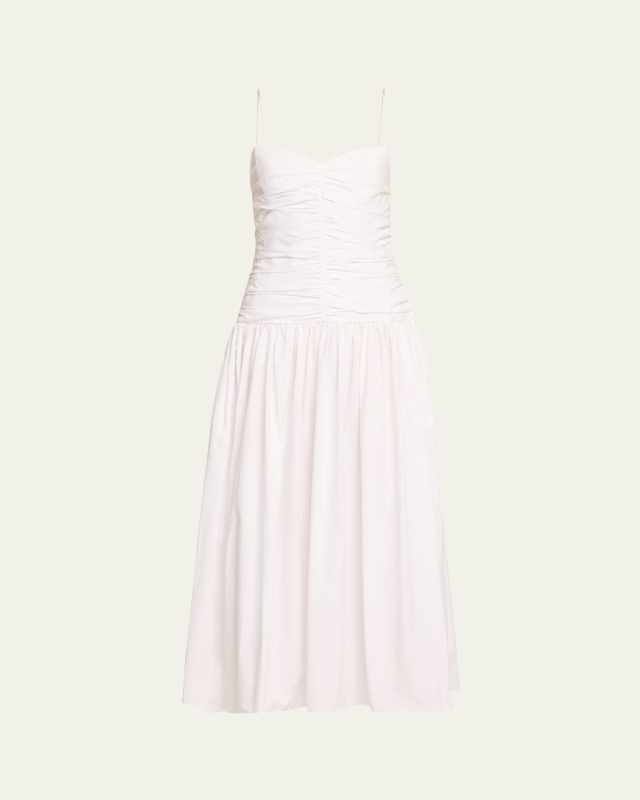 Gathered Drop-Waist Midi Dress