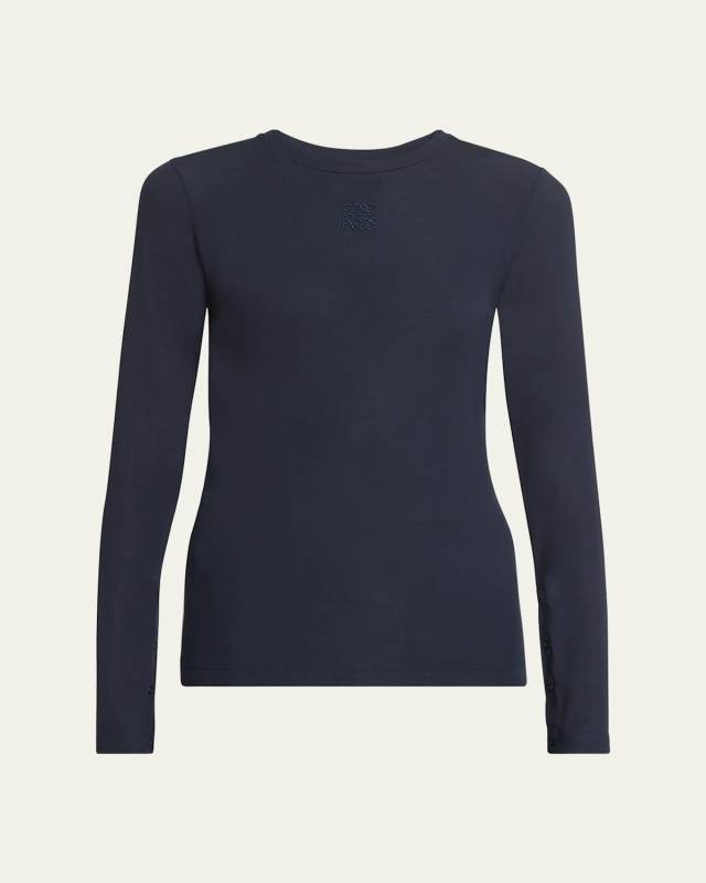 Anagram Embroidered Long Sleeve Top