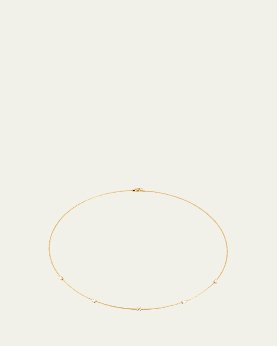 18k Yellow Gold Rope 5-Diamond Necklace, 1.10 TCW