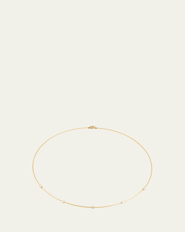 18k Yellow Gold Rope 5-Diamond Necklace, 1.10 TCW