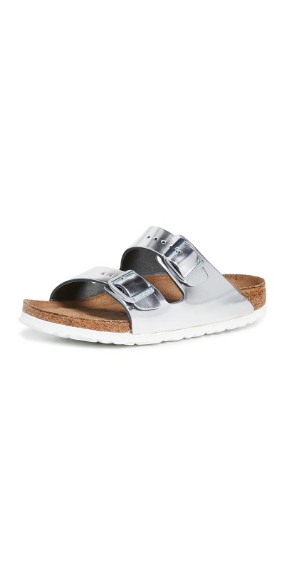 Birkenstock Arizona Soft Footbed Sandals Metallic Silver