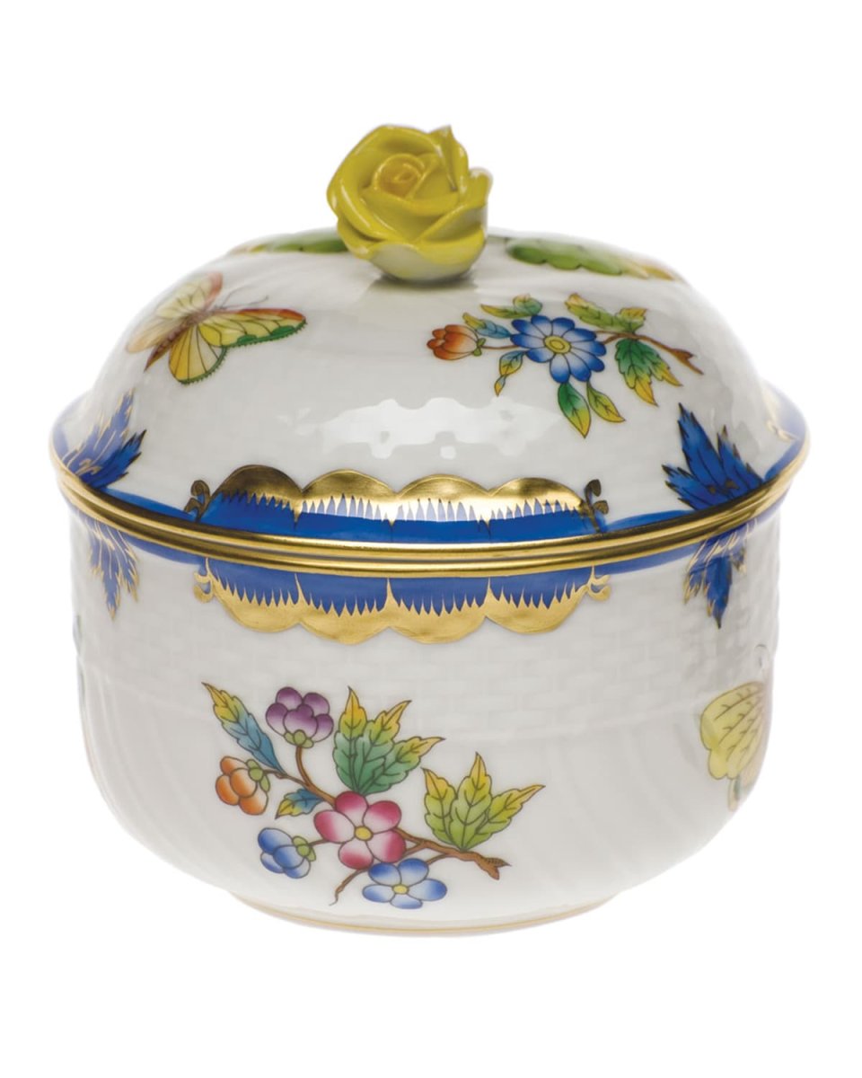 Queen Victoria Blue Covered Sugar Dish