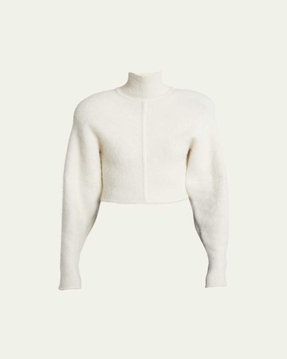 Cropped Fuzzy Alpaca Wool Sweater