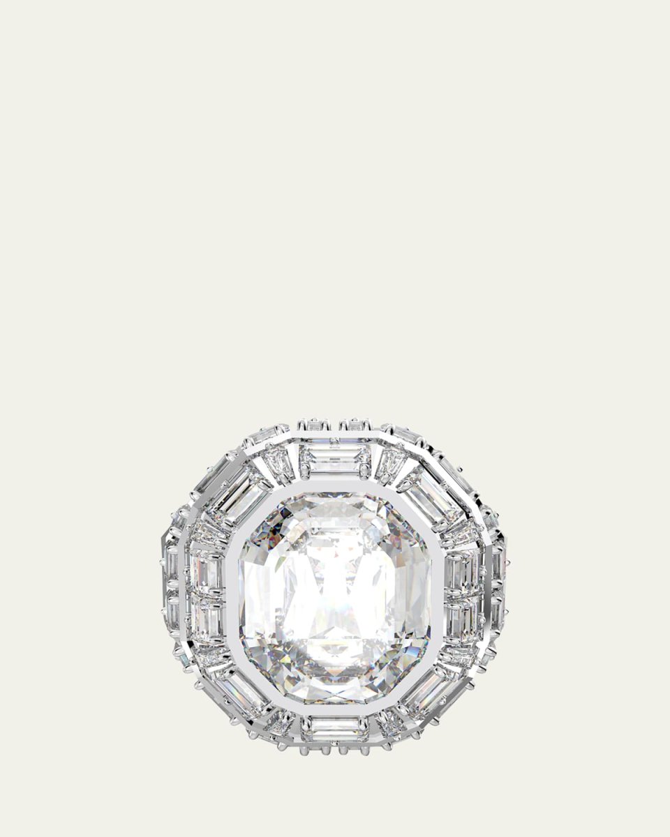 Mesmera Rhodium-Plated Crystal Statement Ring