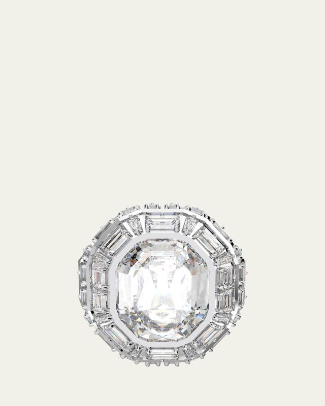 Mesmera Rhodium-Plated Crystal Statement Ring