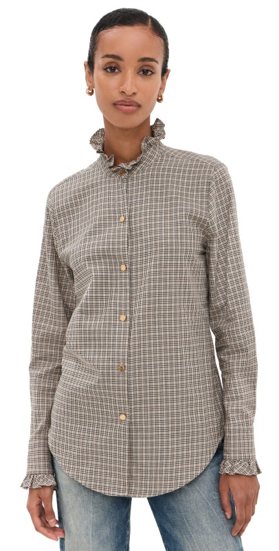 Nili Lotan Lydia Shirt Honey Check