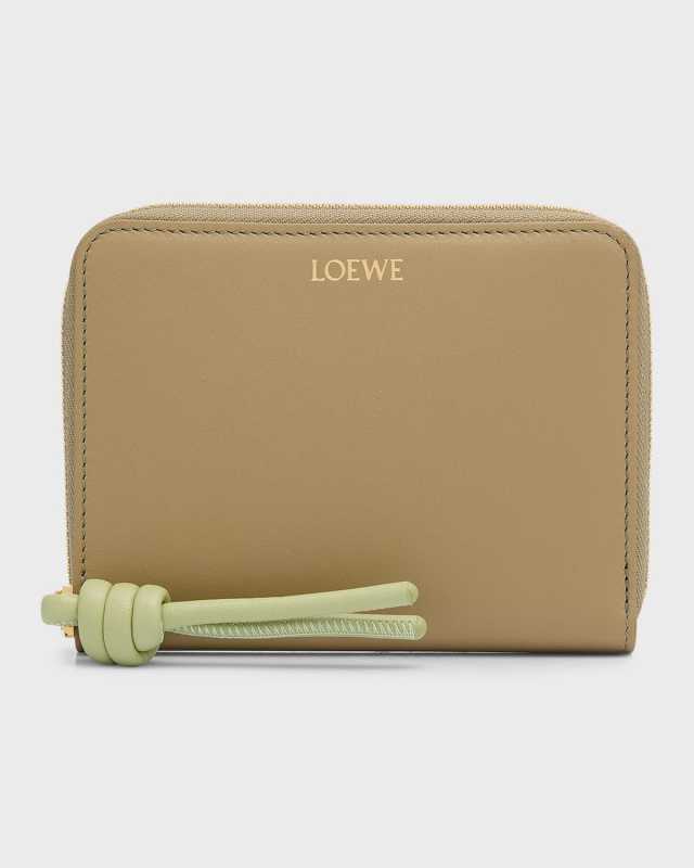 Knot Compact Wallet in Shiny Leather with Zipper
