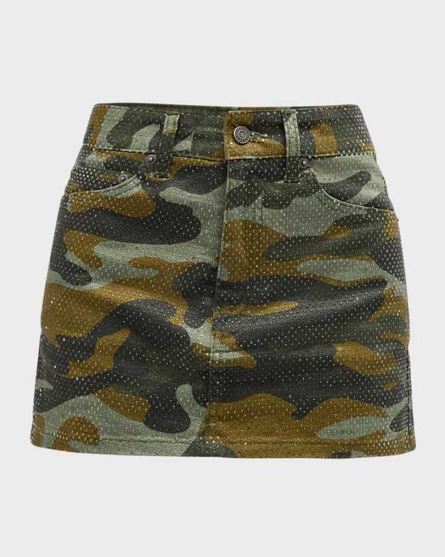 Penelope Crystal Camo Mini Skirt