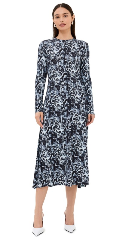Proenza Schouler White Label Atlas Dress in Soft Jersey Nordic Multi