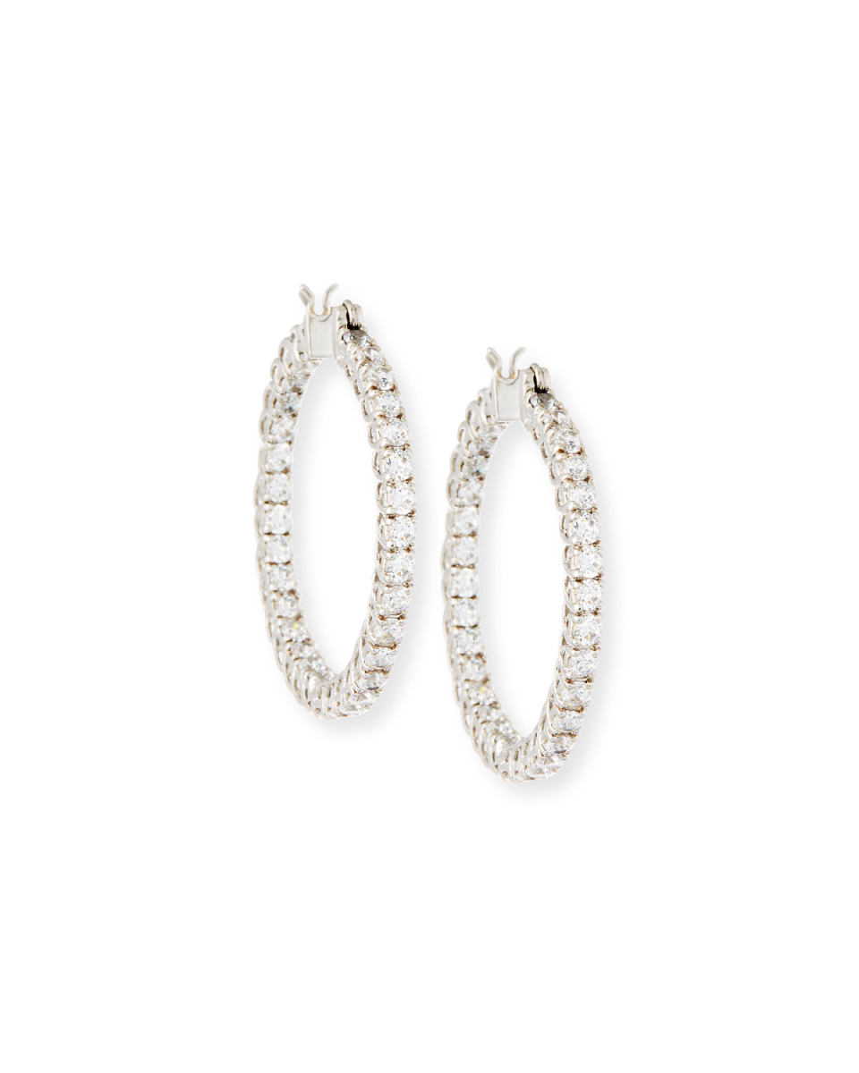 Large Cubic Zirconia Hoop Earrings, 3.2 TCW