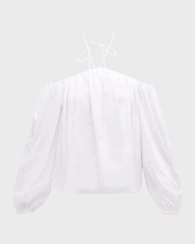 Oleander Poplin Off-Shoulder Halter Top