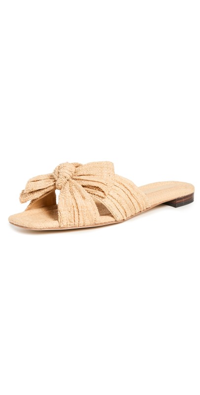Loeffler Randall Daphne Pleated Knot Flat Sandals Natural